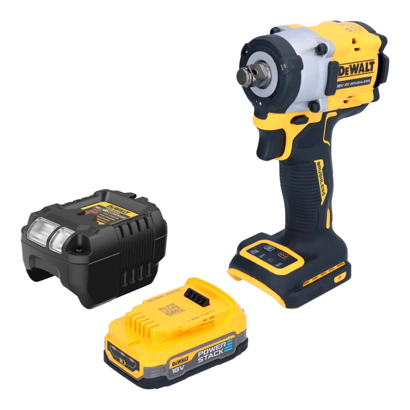 DeWalt DCF 921 E1 Akku Schlagschrauber 18 V 400 Nm 1/2" Brushless + 1x Powerstack Akku 1,7 Ah + Ladegerät