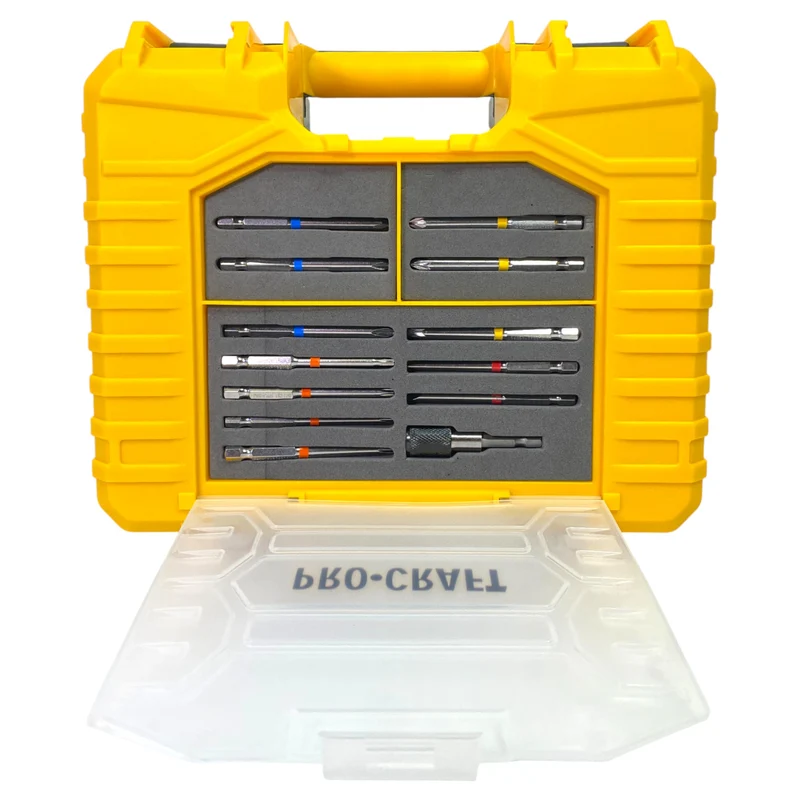 Procraft PA18Pro2-1B-C Akku Bohrschrauber 20 V 30 Nm Brushless + 1x Akku 2,0 Ah + Ladegerät + 13 tlg. Bit Set + Koffer