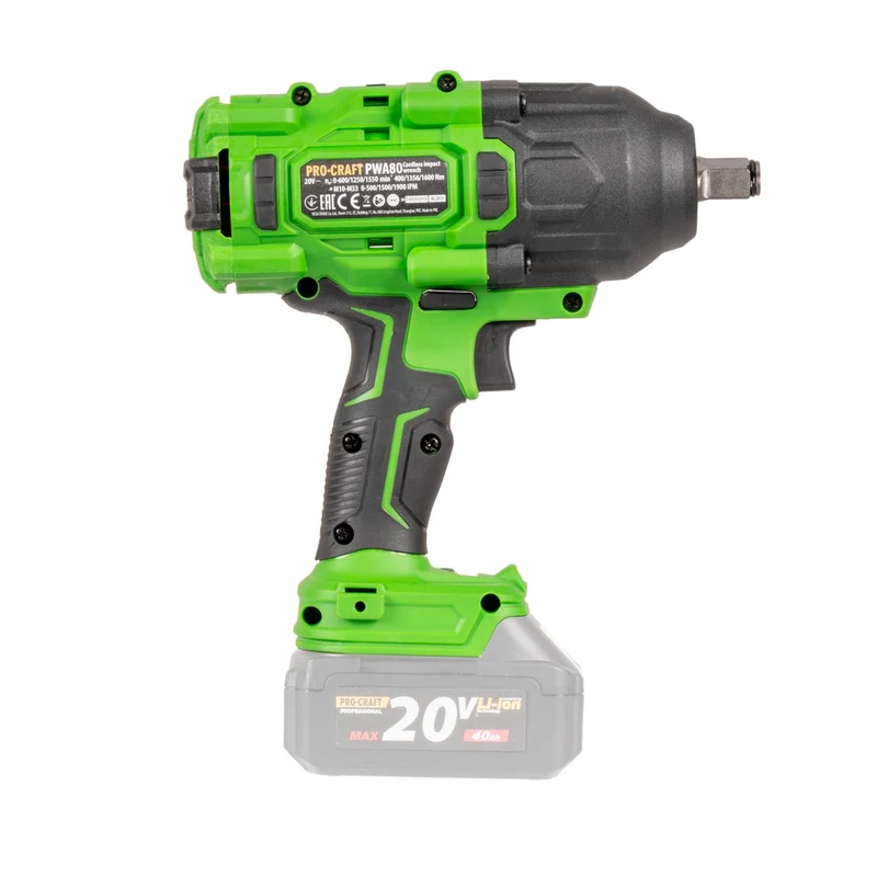 Procraft PWA80bb Akku Schlagschrauber 20 V 1600 Nm 1/2" Brushless + 1x Akku 4,0 Ah + Ladegerät