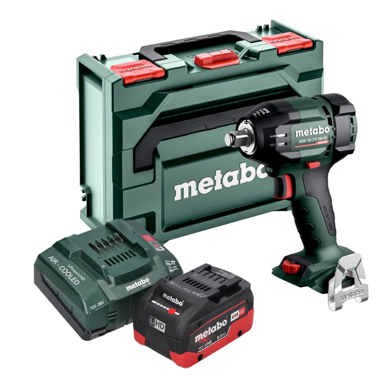 Metabo SSW 18 LTX 550 BL Akku Schlagschrauber 18 V 550 Nm Brushless + 1x LiHD Akku 8,0 Ah + Ladegerät + metaBOX