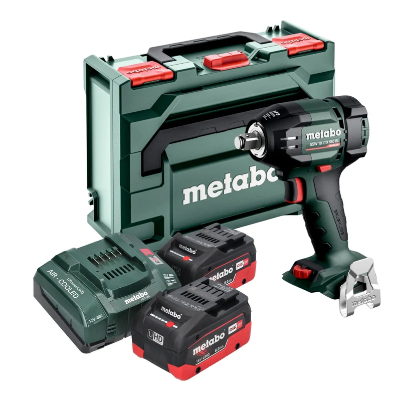Metabo SSW 18 LTX 550 BL Akku Schlagschrauber 18 V 550 Nm Brushless + 2x LiHD Akku 8,0 Ah + Ladegerät + metaBOX