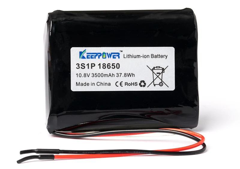 Keeppower 3S1P -18650 - 3500mAh - 10,8V -11,1V Li-Ion Akkupack mit BMS-Schutz mit Kabelanschluss