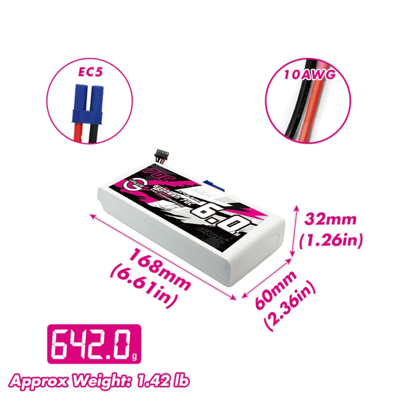 CNHL G+Plus 4S 6000mAh 14,8V 70C Lipo-Akku mit EC5-Stecker