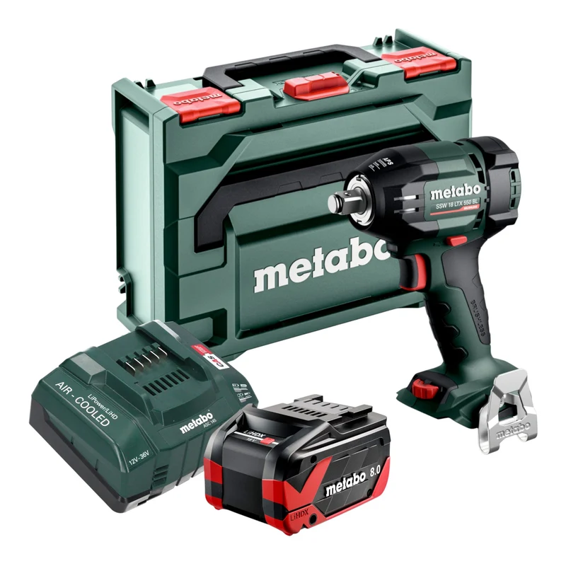 Metabo SSW 18 LTX 550 BL Akku Schlagschrauber 18 V 550 Nm Brushless + 1x LiHDX Akku 8,0 Ah + Ladegerät + metaBOX