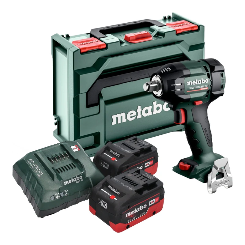 Metabo SSW 18 LTX 550 BL Akku Schlagschrauber 18 V 550 Nm Brushless + 2x LiHD Akku 5,5 Ah + Ladegerät + metaBOX