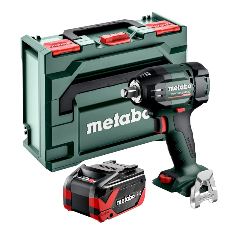 Metabo SSW 18 LTX 550 BL Akku Schlagschrauber 18 V 550 Nm Brushless + 1x LiHDX Akku 8,0 Ah + metaBOX - ohne Ladegerät