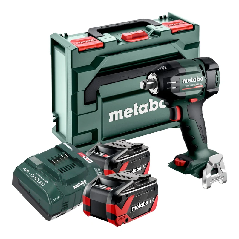 Metabo SSW 18 LTX 550 BL Akku Schlagschrauber 18 V 550 Nm Brushless + 2x LiHDX Akku 8,0 Ah + Ladegerät + metaBOX