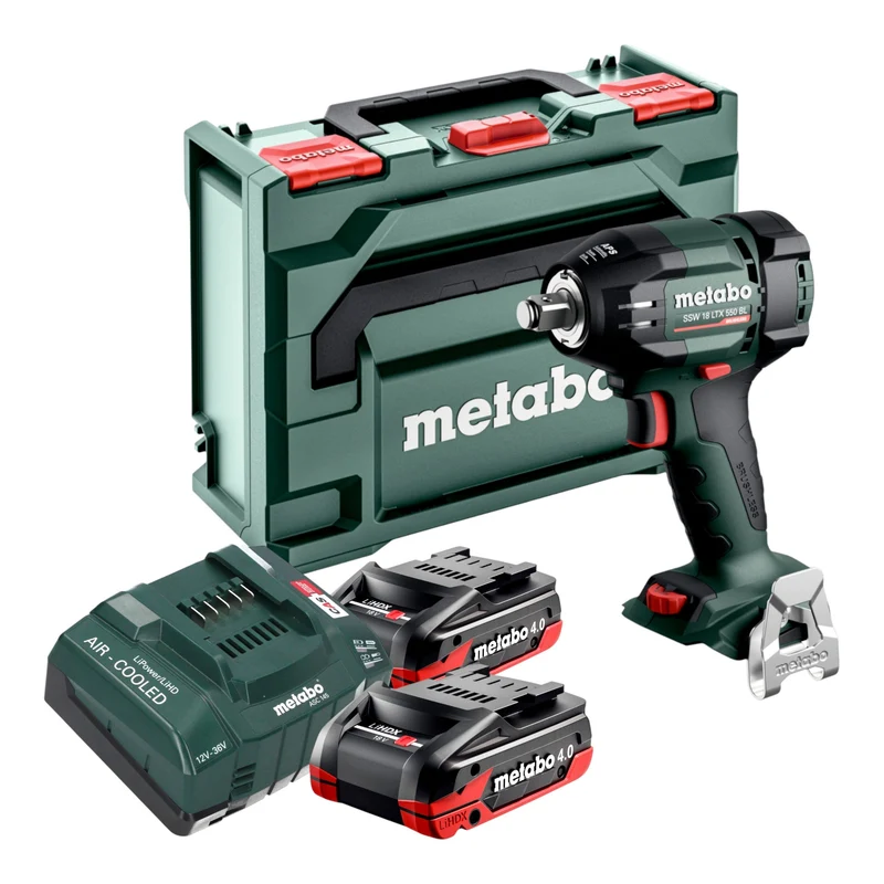 Metabo SSW 18 LTX 550 BL Akku Schlagschrauber 18 V 550 Nm Brushless + 2x LiHDX Akku 4,0 Ah + Ladegerät + metaBOX