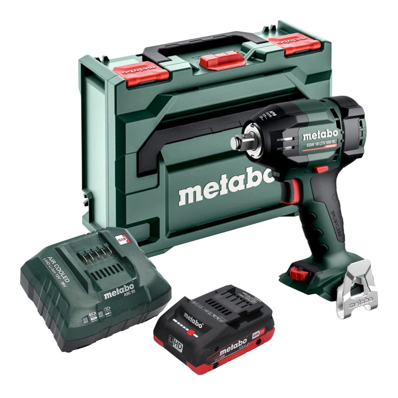 Metabo SSW 18 LTX 550 BL Akku Schlagschrauber 18 V 550 Nm Brushless + 1x LiHD Akku 4,0 Ah + Ladegerät + metaBOX