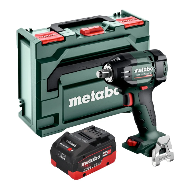 Metabo SSW 18 LTX 550 BL Akku Schlagschrauber 18 V 550 Nm Brushless + 1x LiHD Akku 8,0 Ah + metaBOX - ohne Ladegerät