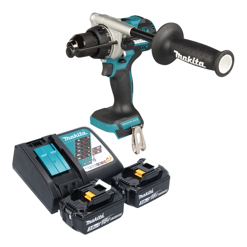Makita DHP 492 RF Akku Schlagbohrschrauber 18 V 141 Nm Brushless + 2x Akku 3,0 Ah + Ladegerät