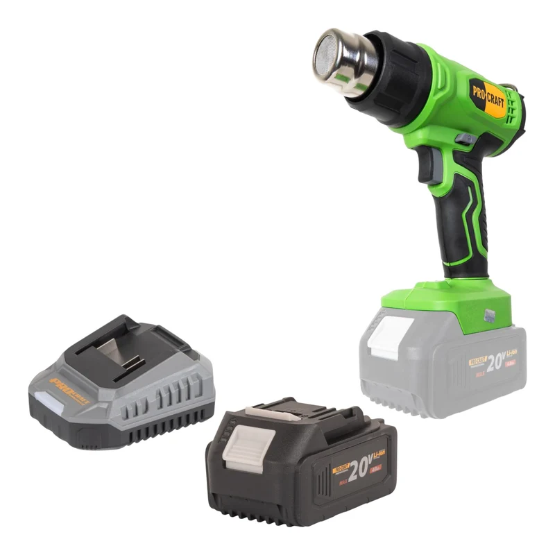 Procraft PH24bb Akku Heißluftpistole 20 V 50 - 550 °C + 1x Akku 4,0 Ah + Ladegerät