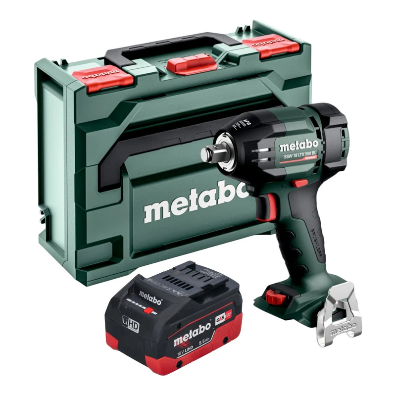 Metabo SSW 18 LTX 550 BL Akku Schlagschrauber 18 V 550 Nm Brushless + 1x LiHD Akku 5,5 Ah + metaBOX - ohne Ladegerät