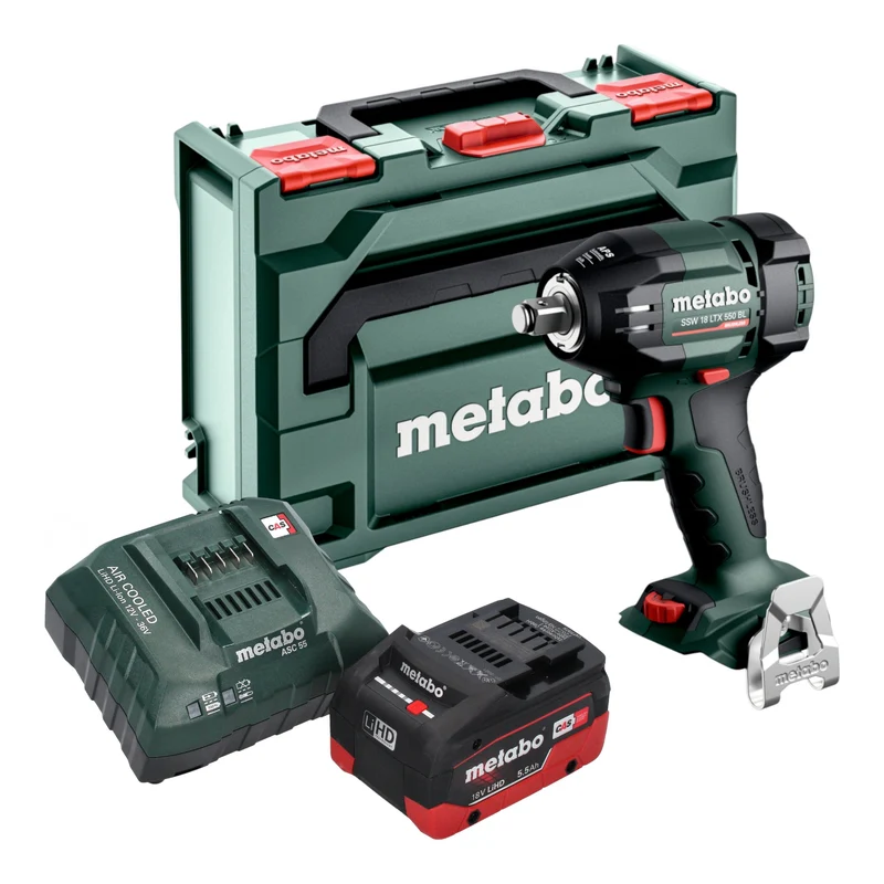 Metabo SSW 18 LTX 550 BL Akku Schlagschrauber 18 V 550 Nm Brushless + 1x LiHD Akku 5,5 Ah + Ladegerät + metaBOX
