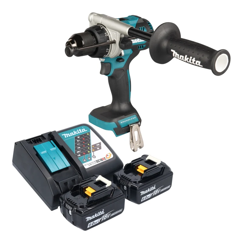 Makita DHP 492 RG Akku Schlagbohrschrauber 18 V 141 Nm Brushless + 2x Akku 6,0 Ah + Ladegerät