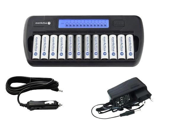 everActive NC-1200 Mikroprozessor-gesteuertes NIMH Ladegerät mit LCD-Display für 1-12 AA/AAA Akkus