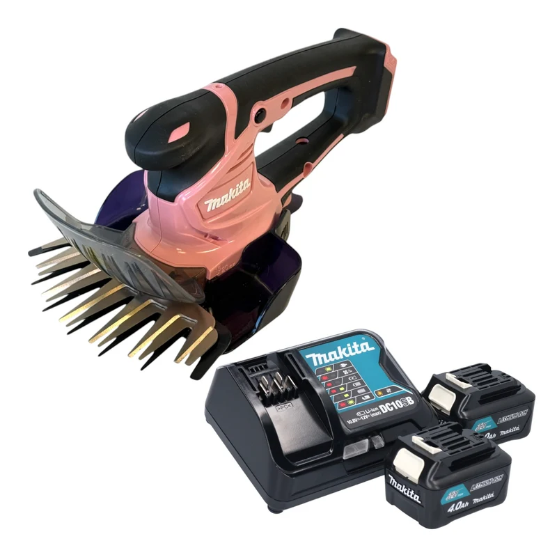 Makita UM 600 DSM2P Akku Grasschere 12 V max 160 mm Pink + 2x Akku 4,0 Ah + Ladegerät