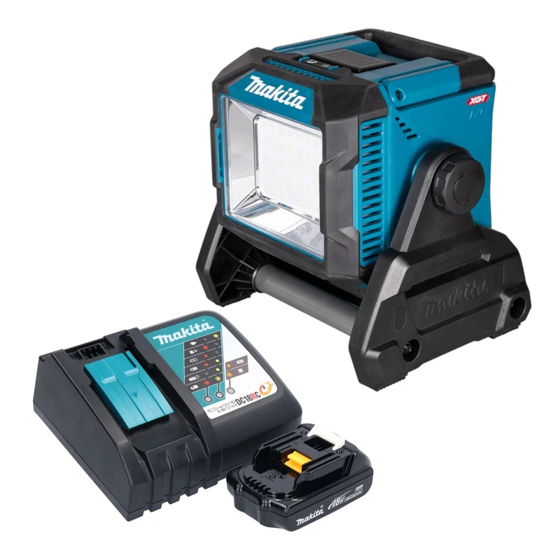 Makita ML 005 G RY1 Akku Baustellenleuchte 18 / 40 V max. 3.600 lm + 1x Akku 1,5 Ah + Ladegerät