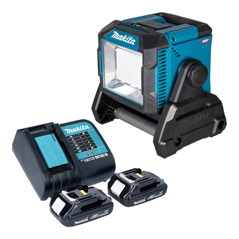 Makita ML 005 G SY Akku Baustellenleuchte 18 / 40 V max. 3.600 lm + 2x Akku 1,5 Ah + Ladegerät