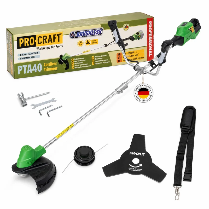 Procraft PTA40 Akku Freischneider 40 V ( 2x 20 V ) 300 mm Brushless Solo - ohne Akku, ohne Ladegerät