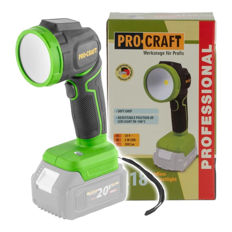 Procraft LL18bb Akku LED Strahler 20 V 300 lm Solo - ohne Akku, ohne Ladegerät