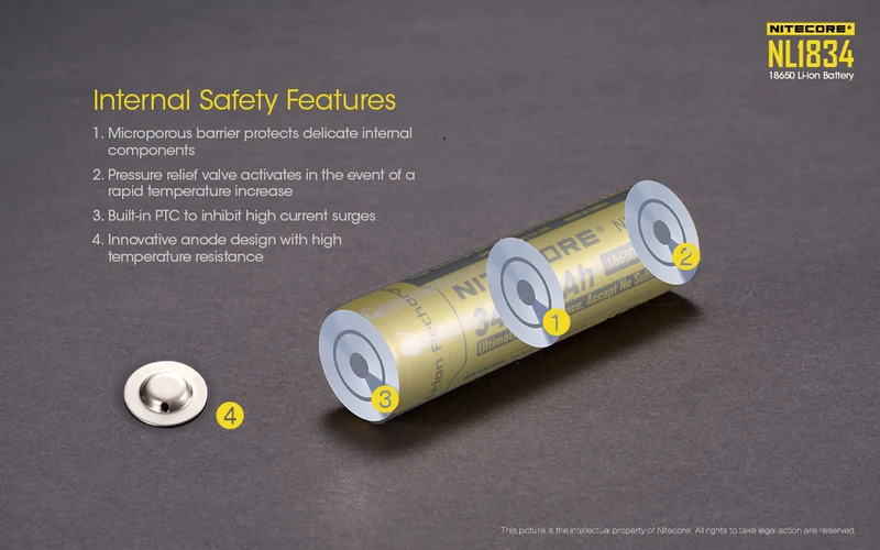 NiteCore Li-Ion-Akku 18650 - 3400mAh, 3,6V - 3,7V - NL1834