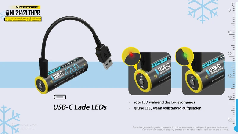 NiteCore 21700 NL2142LTHPR - 4200mAh, Low Temperatur, Li-Ionen 3,6V - PCB geschützt