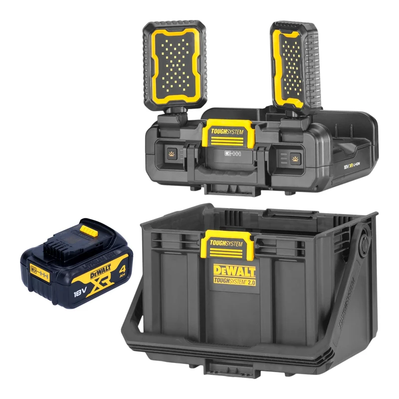DeWalt DWST08061-1 Werkzeugbox mit integrierten Leuchten 395 x 352 x 255 mm ToughSystem 2.0 + 1x Akku 4,0 Ah - ohne Ladegerät