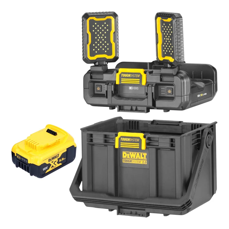DeWalt DWST08061-1 Werkzeugbox mit integrierten Leuchten 395 x 352 x 255 mm ToughSystem 2.0 + 1x Akku 5,0 Ah - ohne Ladegerät