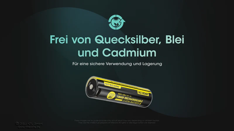 NiteCore Li-Ion-Akku 18650 - 3600mAh, 3,7V - NL1836R - USB-C - PCB geschützt
