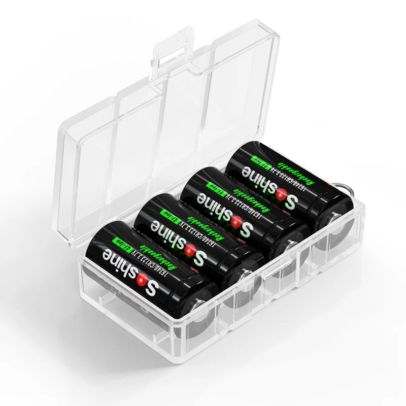 Soshine Aufbewahrungsbox für 4x CR123A/16340/17335/RCR123 transparent