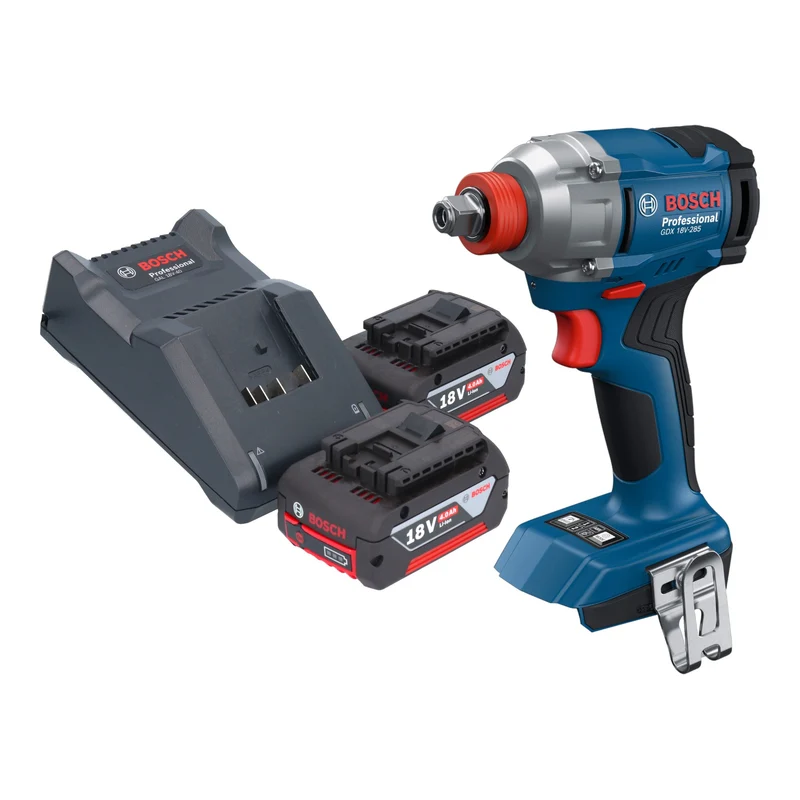 Bosch GDX 18V-285 Professional Akku Drehschlagschrauber 18 V 285 Nm 1/4'' Brushless + 2x Akku 4,0 Ah + Ladegerät