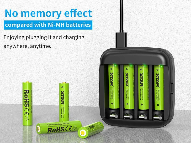 Xtar AAA 1,5V 1200mWh (ca. 750mAh) (Micro, LR03) Li-Ionen-Akku (Wiederaufladbar) mit *Indikator