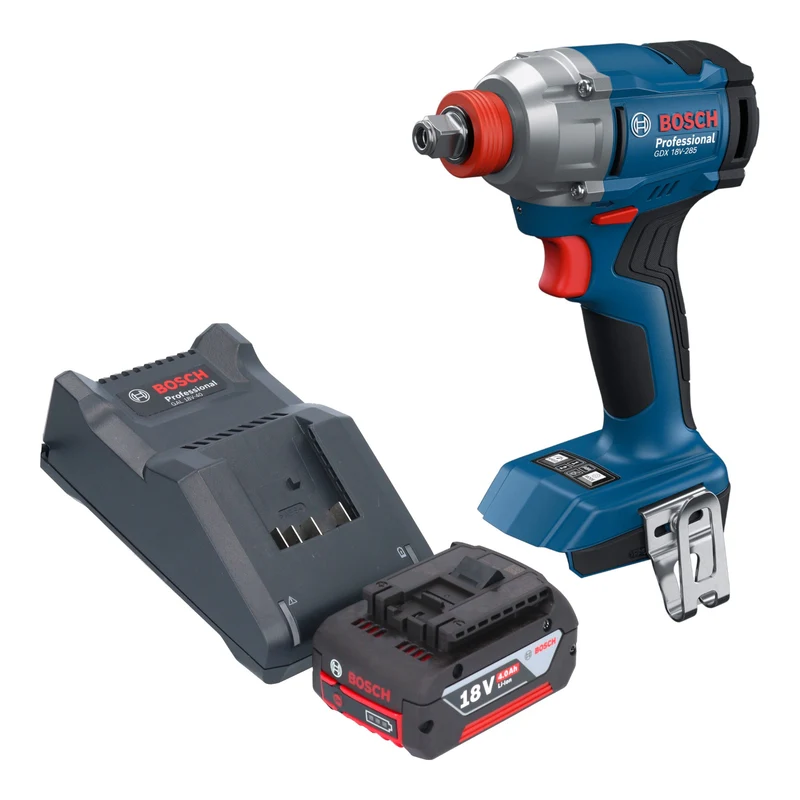 Bosch GDX 18V-285 Professional Akku Drehschlagschrauber 18 V 285 Nm 1/4'' Brushless + 1x Akku 4,0 Ah + Ladegerät