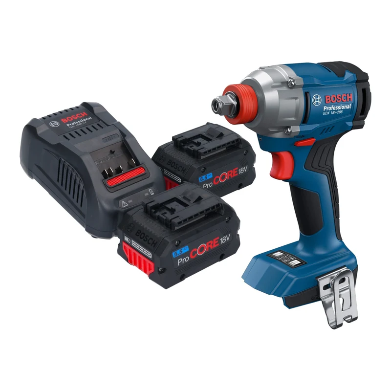 Bosch GDX 18V-285 Professional Akku Drehschlagschrauber 18 V 285 Nm 1/4'' Brushless + 2x ProCORE Akku 5,5 Ah + Ladegerät