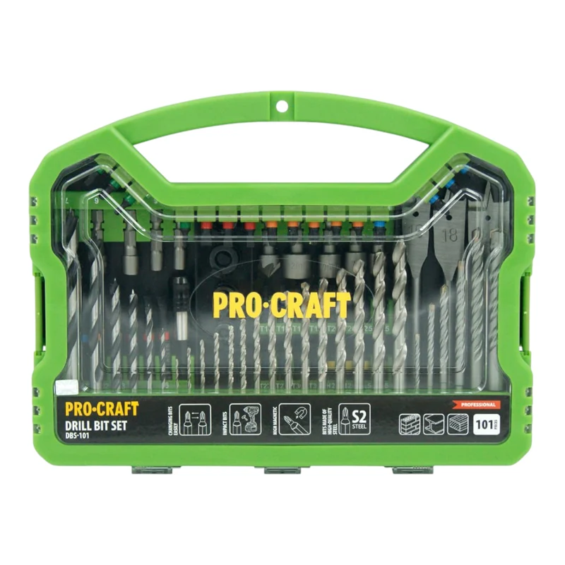 Procraft DBS-101 Bit und Bohrer Set 101 teilig S2 Stahl Phillips / Pozidriv / Torx / Hex / Schlitz / Vierkant