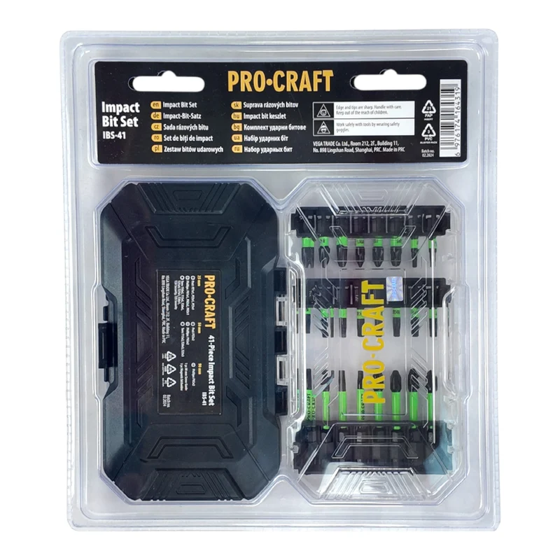 Procraft IBS-41 Schlagschrauber Bit Set 41 teilig S2 Stahl Phillips / Pozidriv / Torx
