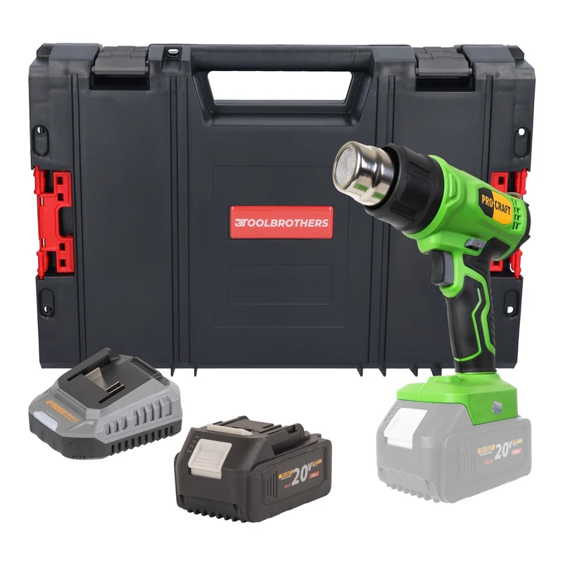 Procraft PH24bb Akku Heißluftpistole 20 V 50 - 550 °C + 1x Akku 4,0 Ah + Ladegerät + RHINO Toolcase