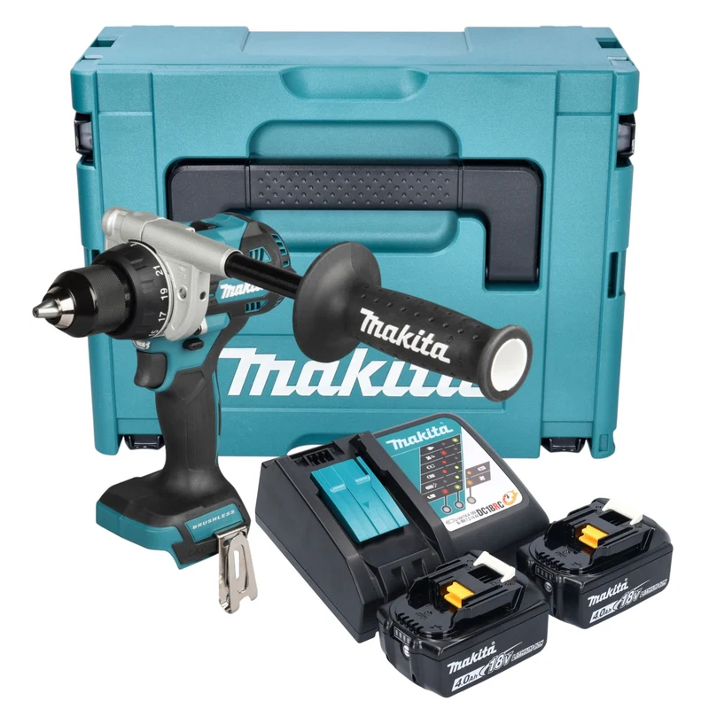 Makita DDF 492 RMJ Akku Bohrschrauber 18 V 141 Nm Brushless + 2x Akku 4,0 Ah + Ladegerät + Makpac