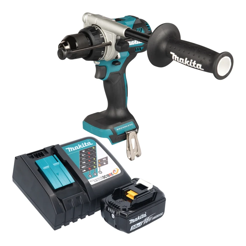 Makita DHP 492 RF1 Akku Schlagbohrschrauber 18 V 141 Nm Brushless + 1x Akku 3,0 Ah + Ladegerät