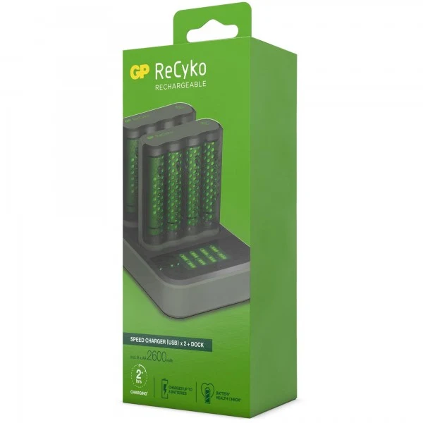 USB-Modell Ladegerät GP M451 Mainstream-Line 8 x ReCyko AA 2600 mAh USB Dockingstation