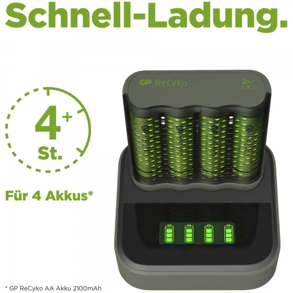 USB-Modell Ladegerät GP M451 Mainstream-Line 4 x ReCyko AA 2600 mAh USB Dockingstation