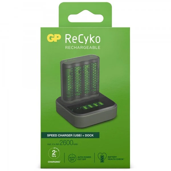 USB-Modell Ladegerät GP M451 Mainstream-Line 4 x ReCyko AA 2600 mAh USB Dockingstation