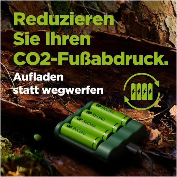USB-Modell Ladegerät GP B421 Basic-Line 4 x ReCyko AA 2100 mAh
