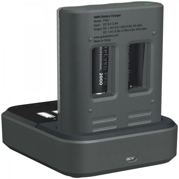 USB-Modell Ladegerät GP P461 Pro-Line 4 x ReCyko Pro AA 2000 mAh USB Dockingstation