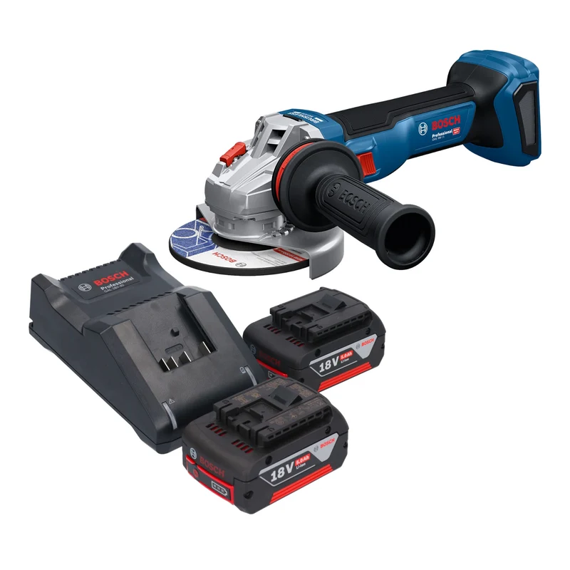 Bosch GWS 18V-11 Professional Akku Winkelschleifer 18 V 125 mm + 2x Akku 5,0 Ah + Ladegerät