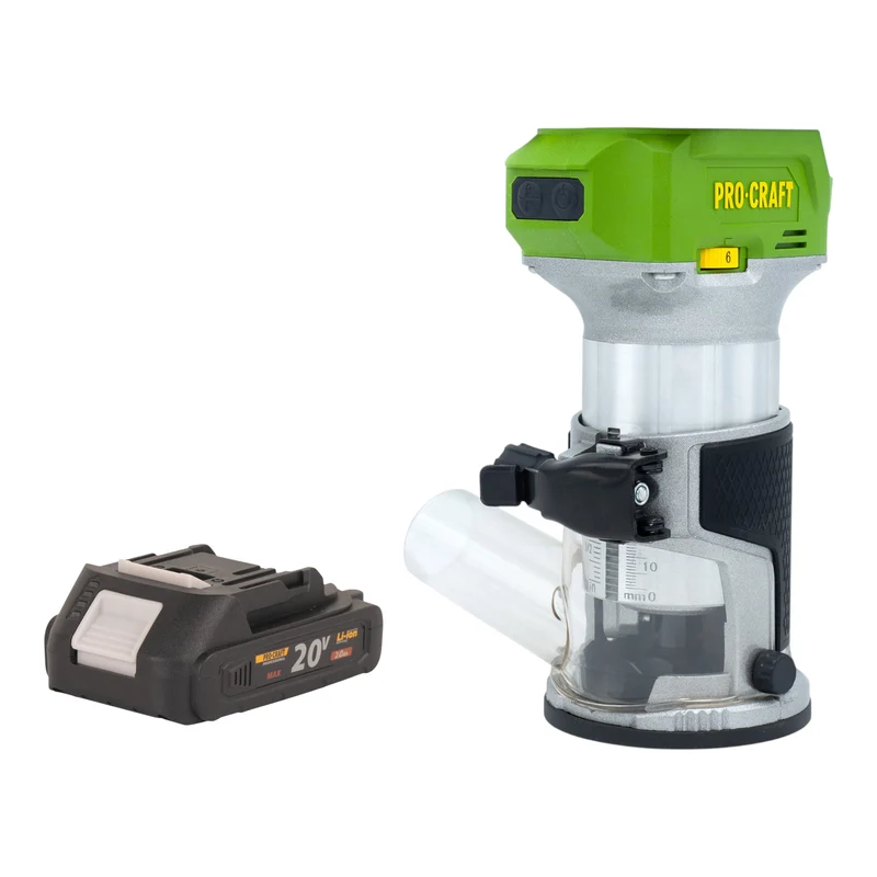 Procraft POB24bb Akku Multifunktionsfräse 20 V 6 / 8 mm Brushless + 1x Akku 2,0 Ah - ohne Ladegerät