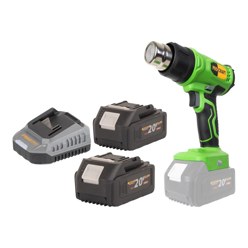 Procraft PH24bb Akku Heißluftpistole 20 V 50 - 550 °C + 2x Akku 4,0 Ah + Ladegerät