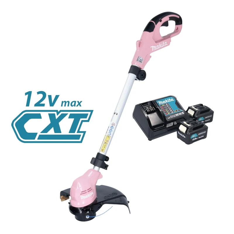 Makita UR 100 DSM2P Akku Rasentrimmer 12 V max. 260 mm pink + 2x Akku 4,0 Ah + Ladegerät