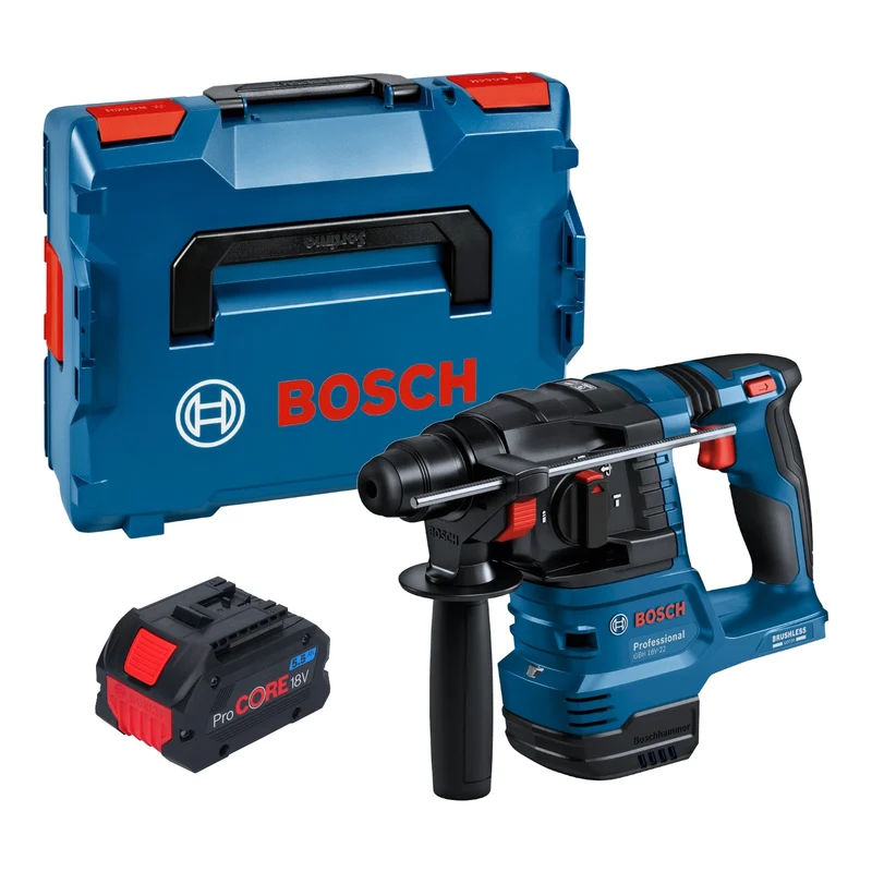 Bosch GBH 18V-22 Professional Akku Bohrhammer 18 V 1,9 J SDS Plus Brushless + 1x ProCORE Akku 5,5 Ah + L-Boxx - ohne Ladegerät